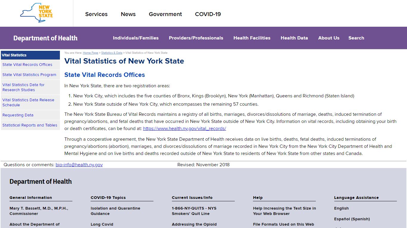 Vital Statistics of New York State - New York State Department of Health